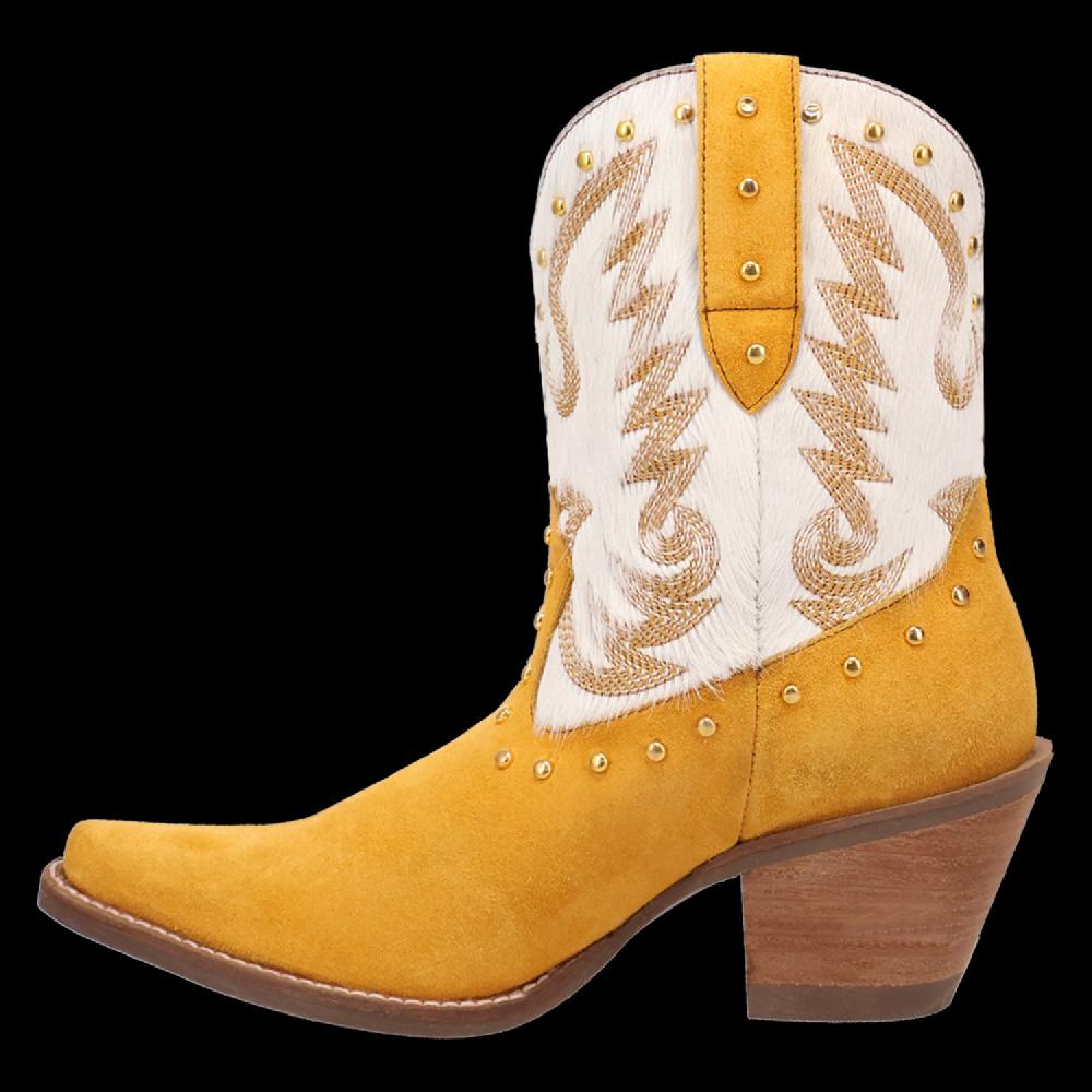 Dingo Yellow Rodeo Queen Women's Snip Toe Hair On Western Boots DI2222-YELLOW
