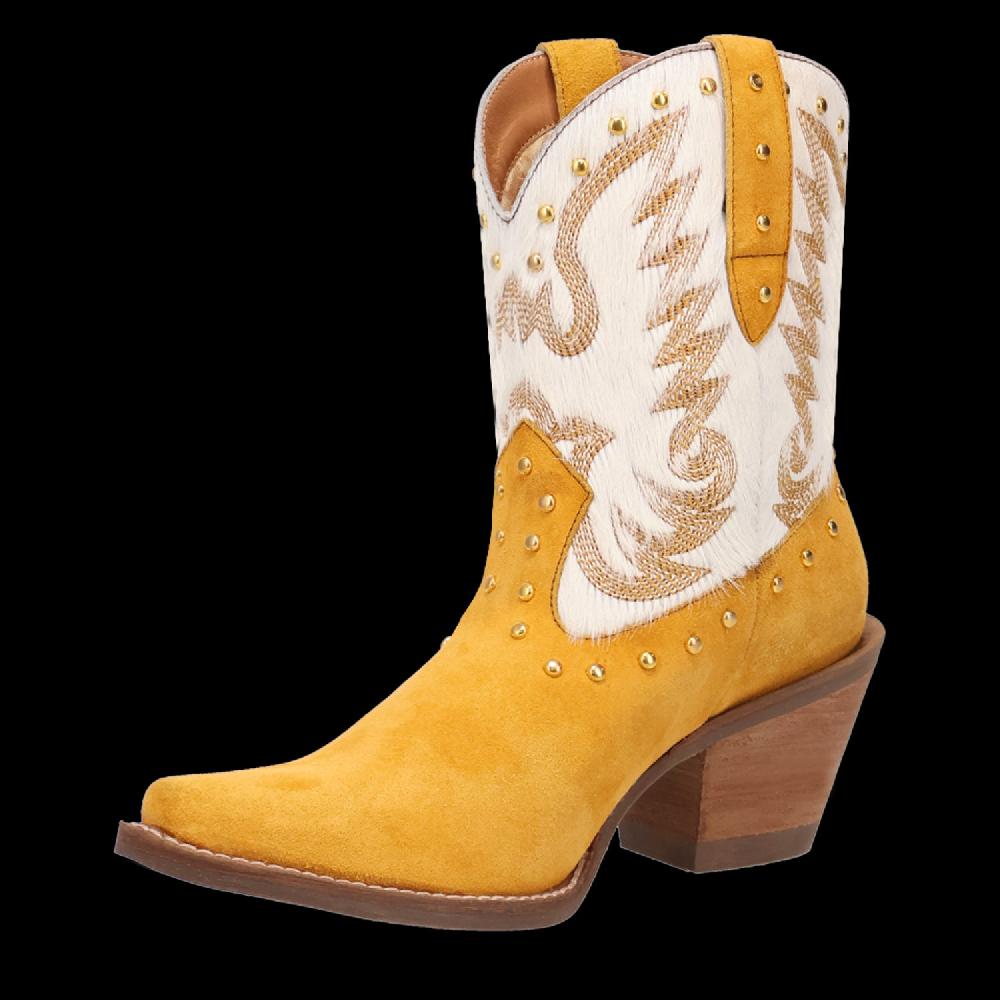 Dingo Yellow Rodeo Queen Women's Snip Toe Hair On Western Boots DI2222-YELLOW