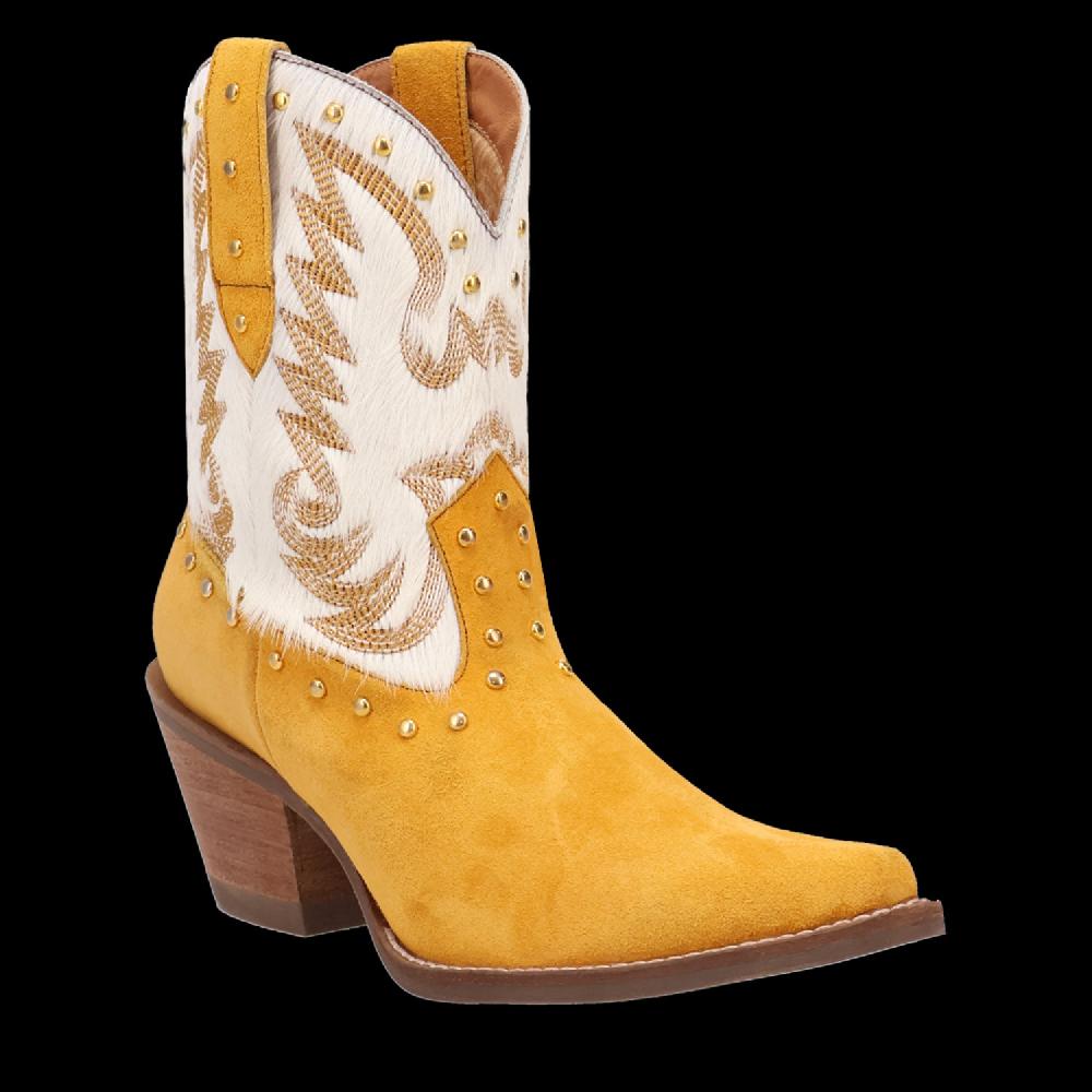 Dingo Yellow Rodeo Queen Women's Snip Toe Hair On Western Boots DI2222-YELLOW