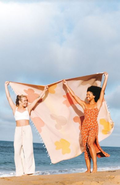 Disney X Sand Cloud Natural Mickey And Minney Splatter 72 X 76 Beach Towel DIU22TOW008NATX