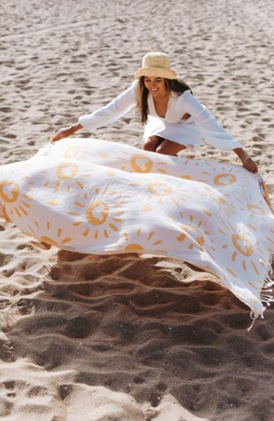 Disney X Sand Cloud Natural Mickey Rays 51 X 67 Beach Towel DIU22TOW017NATL