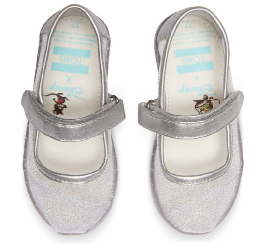 Disney X TOMS Cinderella Glitter Mesh Tiny TOMS Mary Jane Flats 10012742