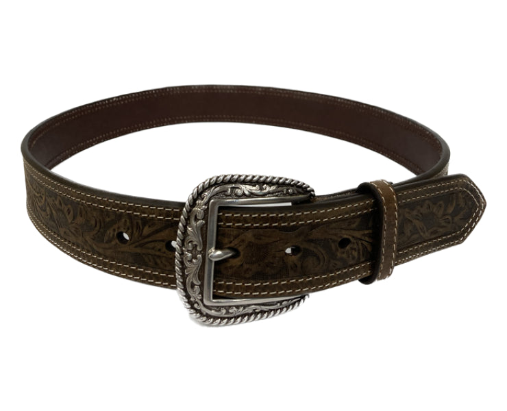 Double Stitch Floral Embossed Men's Western Belt A1012402