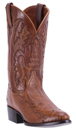 DPP5213 Cognac Pieced Ostrich Dan Post Mens Western Cowboy Boots