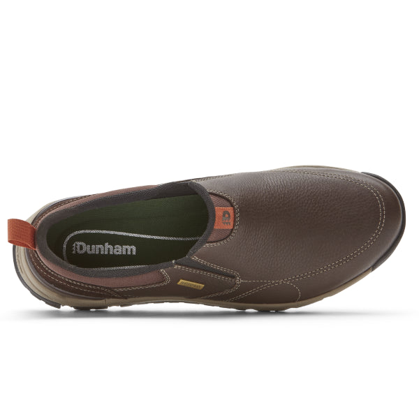 Dunham Brown Leather With Suede Glastonbury Mens Slip On Waterproof Shoes CI5609