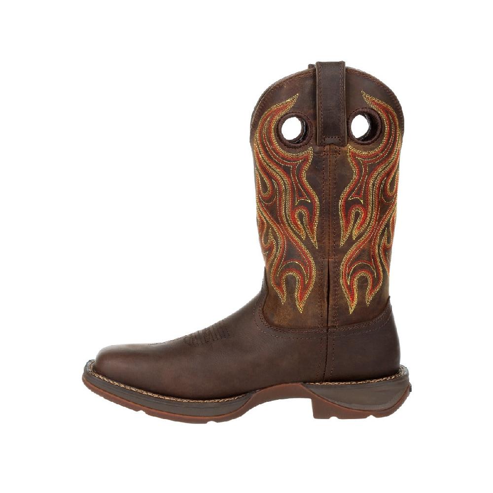 Durango Dark Chestnut Rebel Men's Wide Square Toe Men's Leather Boots With Pull-holes DDB0317