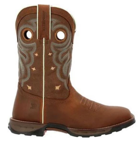 Durango Rugged Tan/Brown With Teal Contrast Maverick Western Waterproof Womens Boots DRD0417
