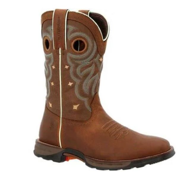 Durango Rugged Tan/Brown with Teal Contrast Maverick Western Waterproof Womens Boots DRD0417