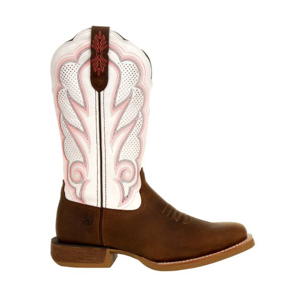 Durango Trail Brown And White Lady Rebel Pro Square Toe Women's Ventilated Soft Toe Western Boots DRD0392