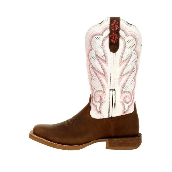 Durango Trail Brown And White Lady Rebel Pro Square Toe Women's Ventilated Soft Toe Western Boots DRD0392