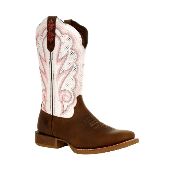 Durango Trail Brown and White Lady Rebel Pro Square Toe Women's Ventilated Soft Toe Western Boots DRD0392