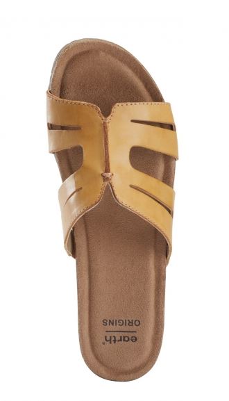 Earth Amber Yellow Lyndon Leah Womens Slide On Sandals