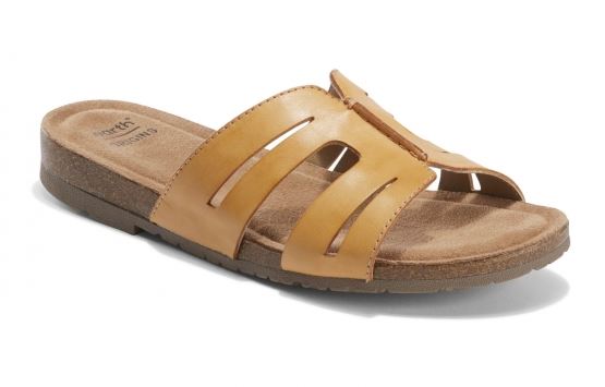 Earth Amber Yellow Lyndon Leah Womens Slide On Sandals