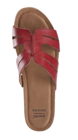 Earth Bright Red Lyndon Leah Womens Slide On Sandals
