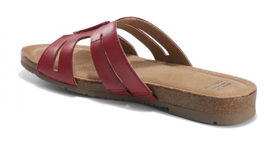 Earth Bright Red Lyndon Leah Womens Slide On Sandals