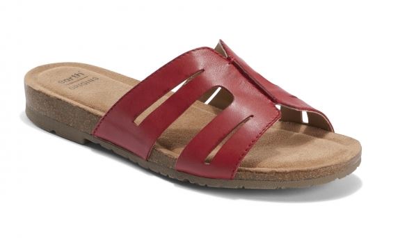 Earth Bright Red Lyndon Leah Womens Slide On Sandals