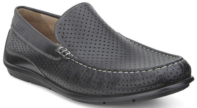 Ecco Classic Black Leather Slip-On Mens Driving Moc 571034-01001