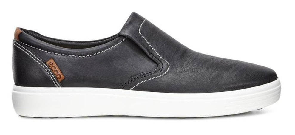 Ecco Soft 7 Slip On Black Leather Mens Comfort 430034-02001
