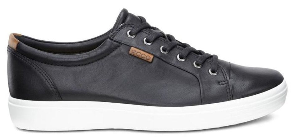 Ecco Soft 7 Vulcanize Black Leather Comfort Casual Mens Shoes 430004-01001