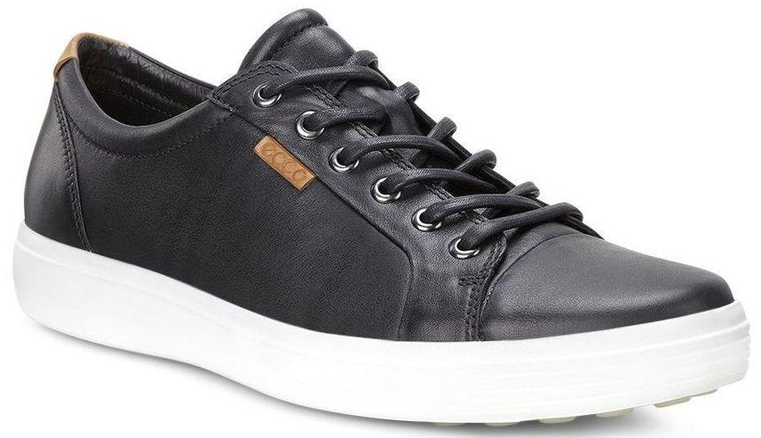 Ecco Soft 7 Vulcanize Black Leather Comfort Casual Mens Shoes 430004-01001