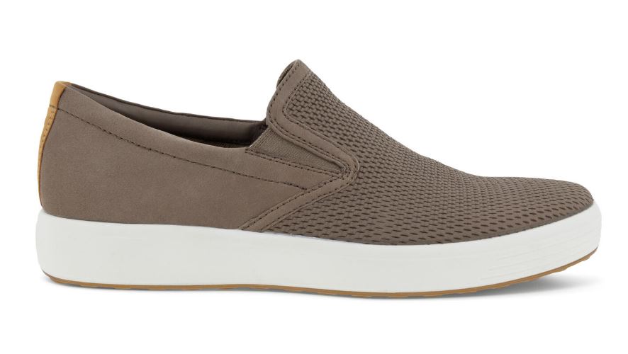 Ecco Taupe/Lion Soft 7 Mens Slip On Leather Sneakers 470484-60589