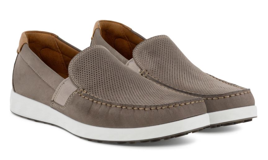 Ecco Warm Grey/Cognac S Lite Moc Mens Slip On Casual Shoes 540504-58267