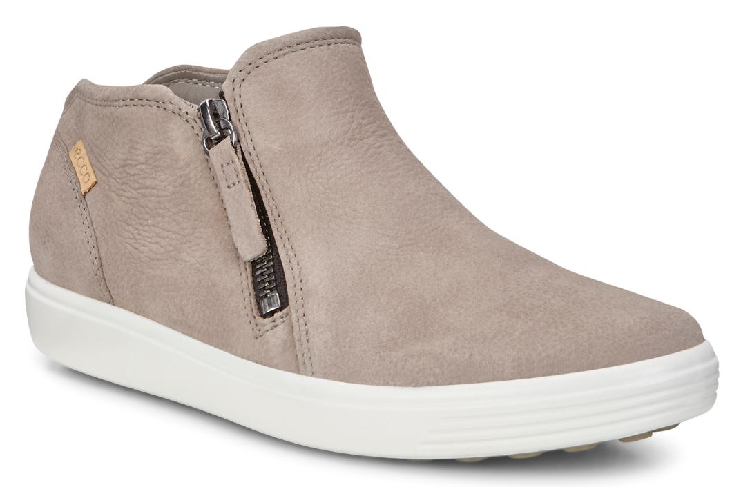 Ecco Warm Grey/Powder Soft 7 Womens Low Booties 430243-50666