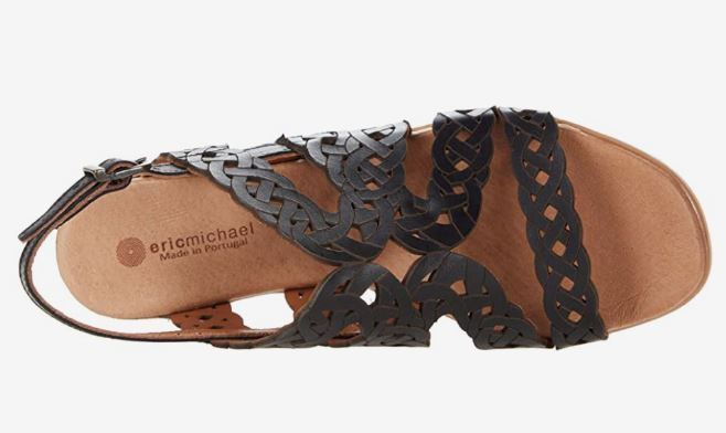 Eric Michael Black Padma Womens Woven Braided Leather Strap Sandals