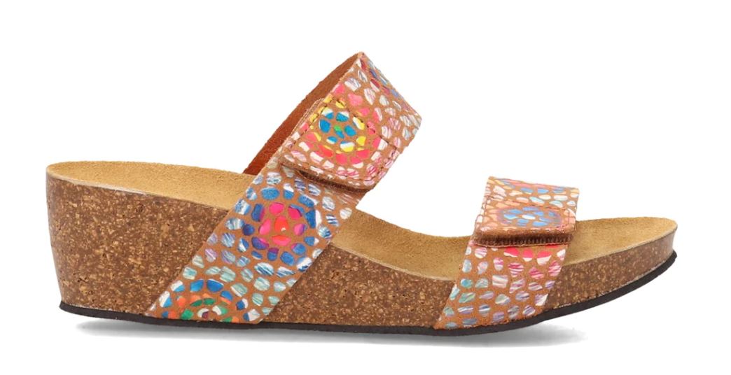 Eric Michael Tan Mosaic Floral Liat Women's Wedge Sandals LIAT-TANMOSAIC