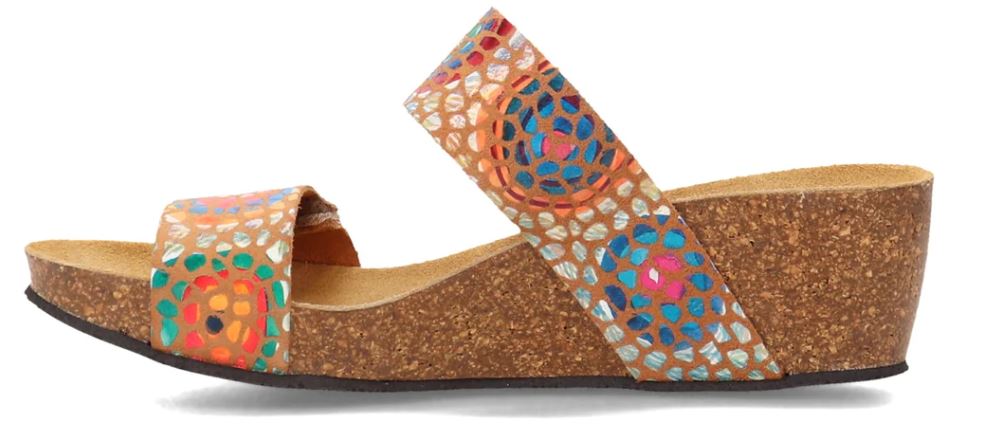 Eric Michael Tan Mosaic Floral Liat Women's Wedge Sandals LIAT-TANMOSAIC