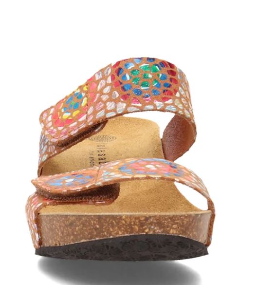 Eric Michael Tan Mosaic Floral Liat Women's Wedge Sandals LIAT-TANMOSAIC