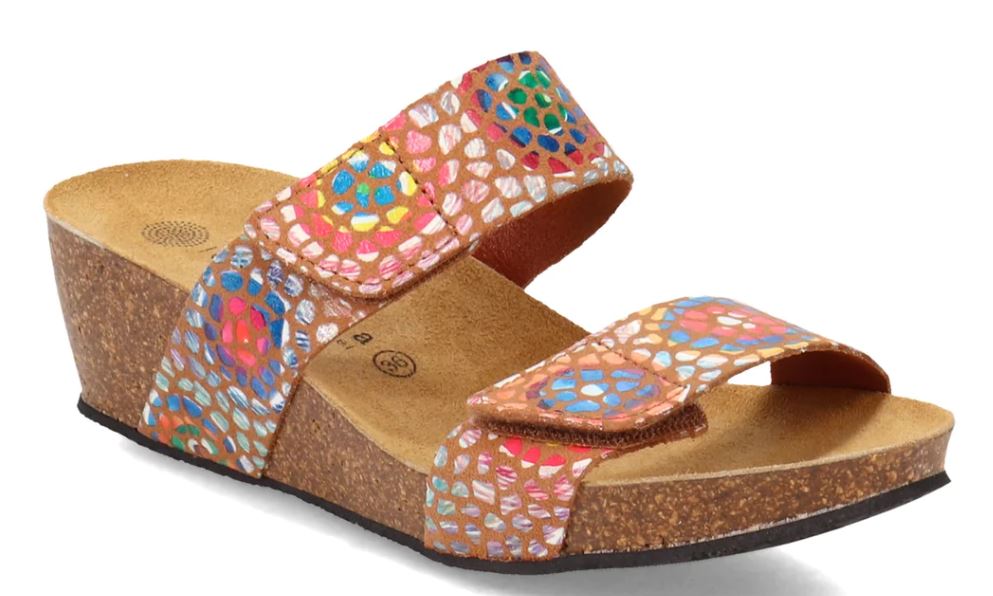 Eric Michael Tan Mosaic Floral Liat Women's Wedge Sandals LIAT-TANMOSAIC