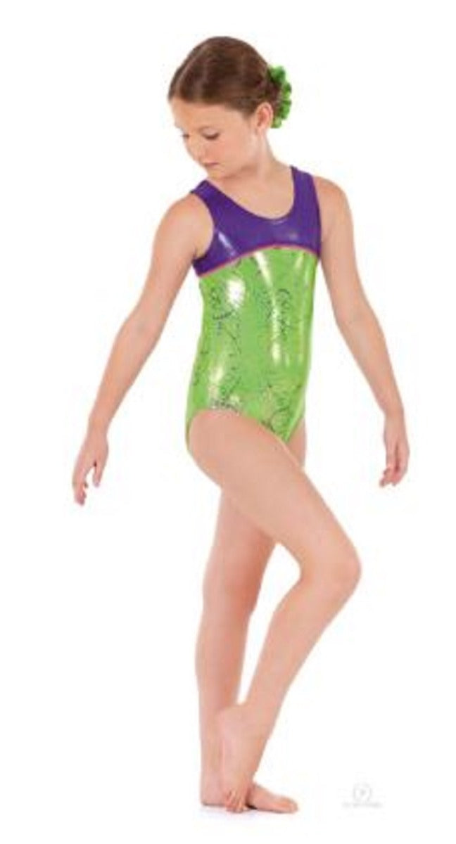 Eurotard Metallic Splatter Two Tone Gymnastics Children's Tank Leotard