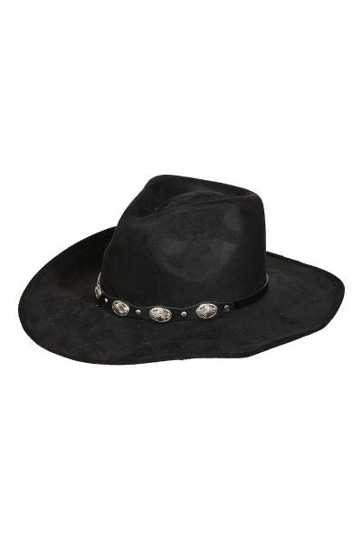 Fame Accessories Black Pinchfront Women's Hat with Conchos MMT8251BK