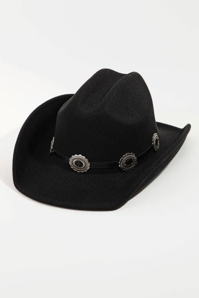 Fame Accessories Black Western Disc Strap Cowboy Hat MMT8757BK