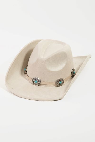 Fame Accessories Ivory Medallion Disc Strap Cowboy Hat MMT8755IV