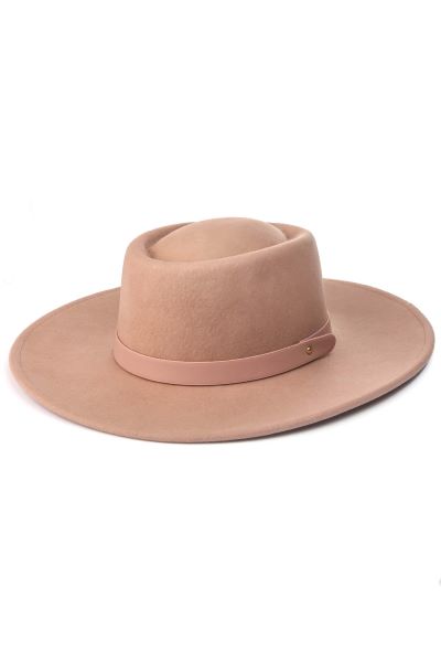 Fame Accessories Mauve Flat Brim Strap Pork Pie Fashion Hat MMT7669MV