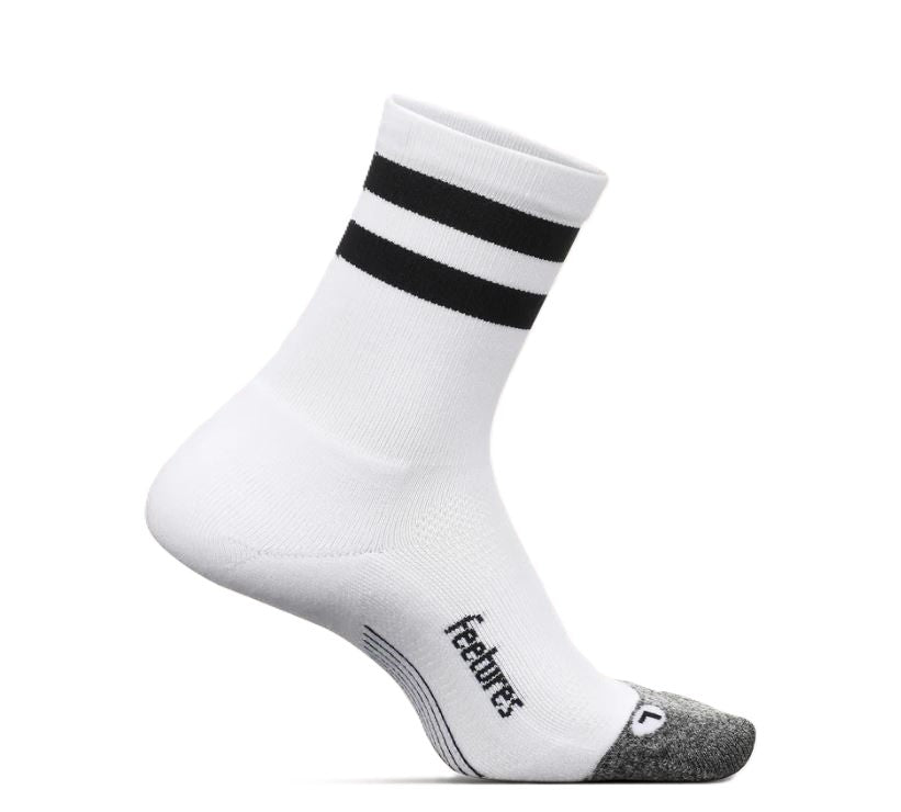Feetures White High Top Stripe Elite Light Cushion Mini Crew Socks (1 pair) E90569