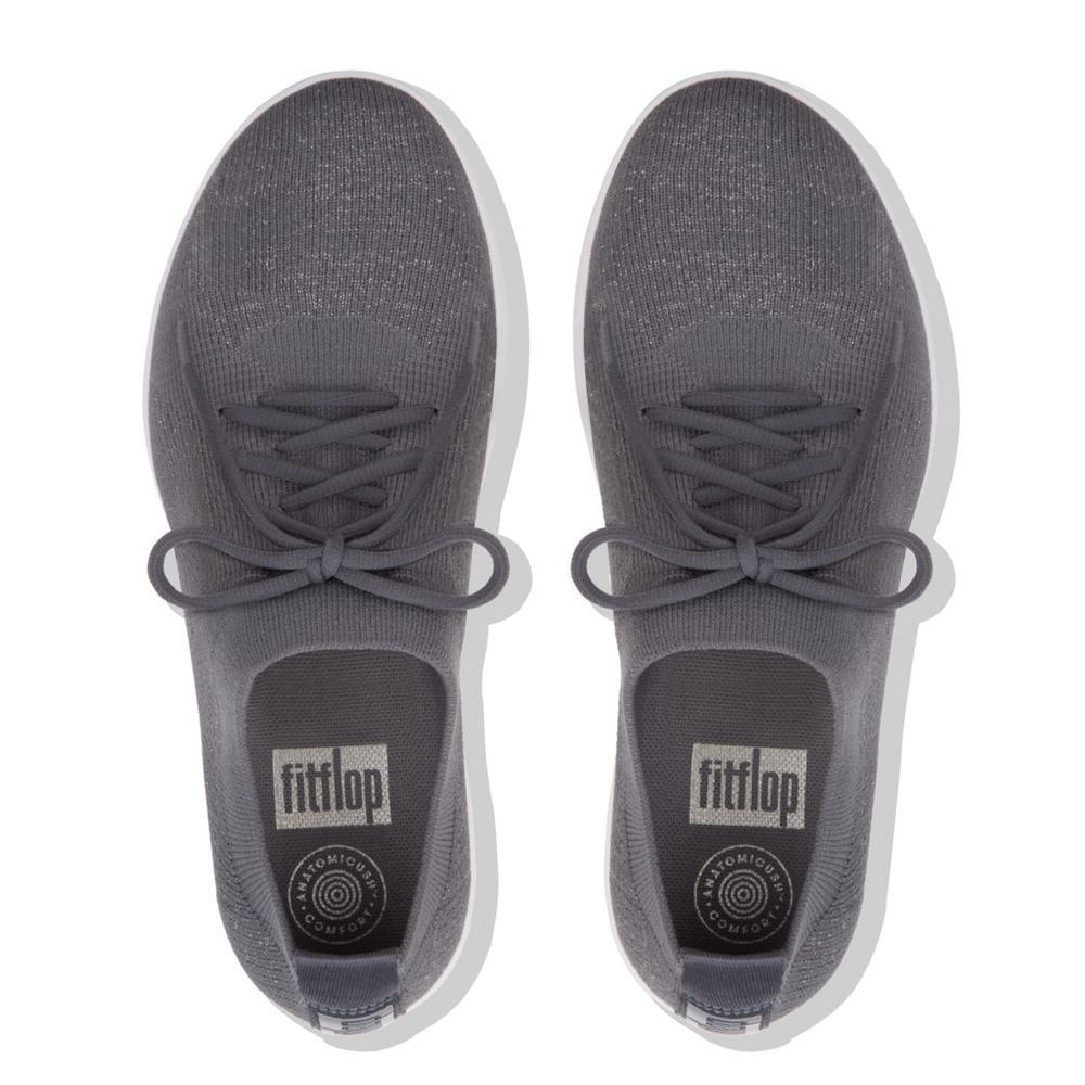 Fit Flop Charcoal/Metallic F-Sporty Uberknit Comfort Womens Sneakers L40-551