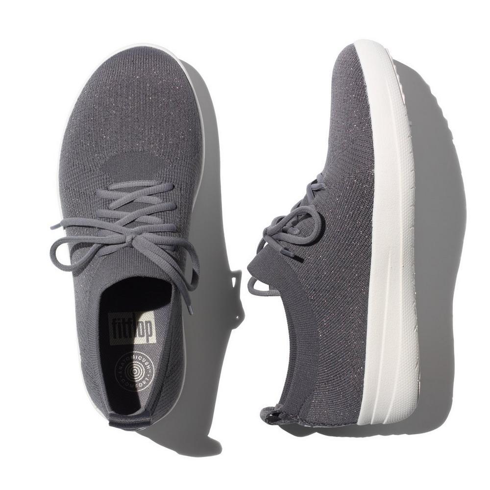 Fit Flop Charcoal/Metallic F-Sporty Uberknit Comfort Womens Sneakers L40-551