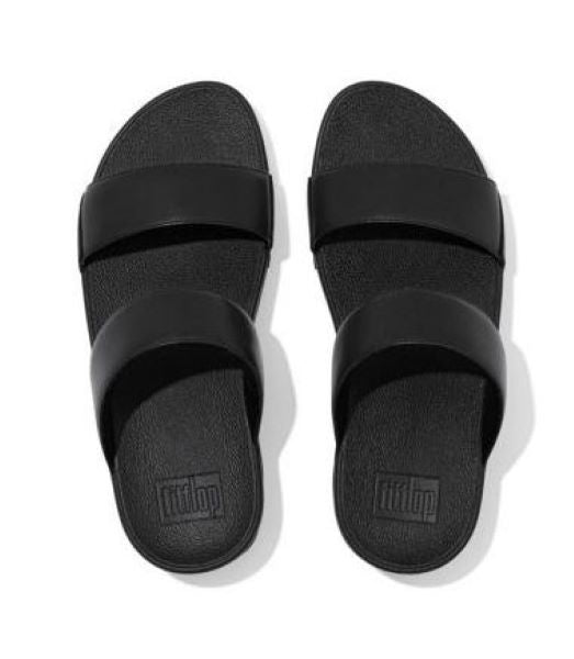 Fitflop All Black LuLu Leather Slides ED4-090