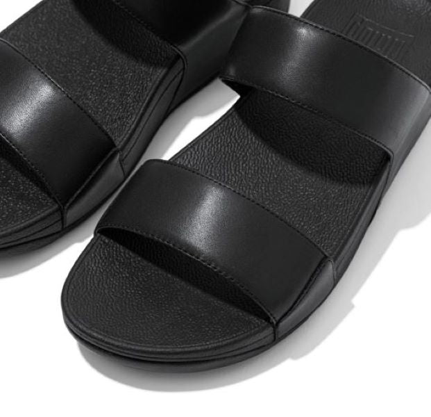 Fitflop All Black LuLu Leather Slides ED4-090