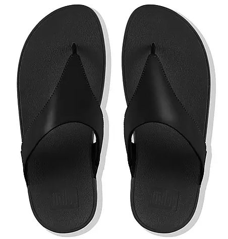 FitFlop Black Leather Toe-Post Womens Sandals I88-001