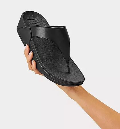 FitFlop Black Leather Toe-Post Womens Sandals I88-001