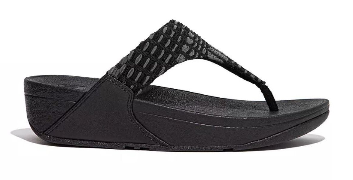 Fitflop Black Lulu Art Denim Toe-Post Sandals FB2-090