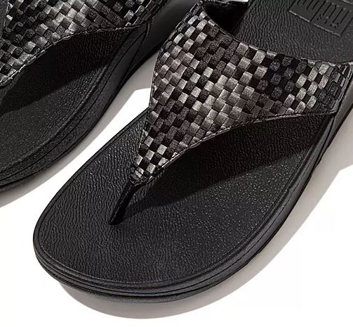 FitFlop Black Silky-Weave Womens Toe-Post Sandals DL7-001