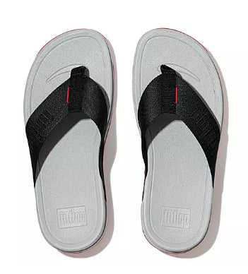 Fitflop Black Surfa Woven-Logo Toe Post Women's Sandals DU4-001
