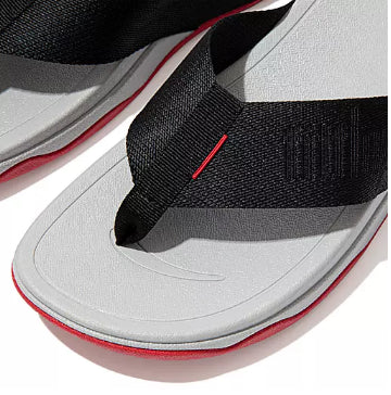 Fitflop Black Surfa Woven-Logo Toe Post Women's Sandals DU4-001