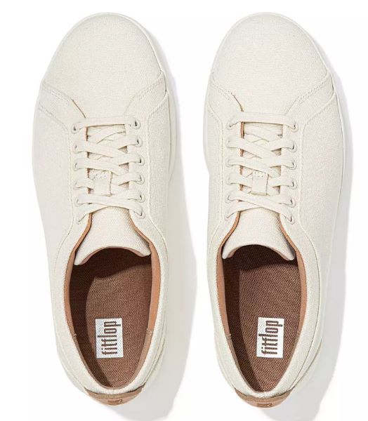 Fitflop Cream Mix Rally Canvas Womens Trainer Sneakers FB8-926