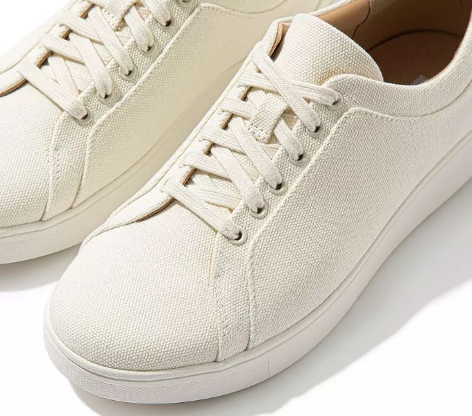 Fitflop Cream Mix Rally Canvas Womens Trainer Sneakers FB8-926